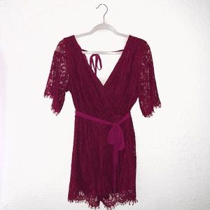 Maroon Lace Romper
